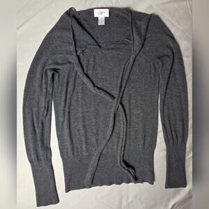 Ann Taylor LOFT Extra Fine Merino Wool Wrap Cardigan Size S Dark Grey